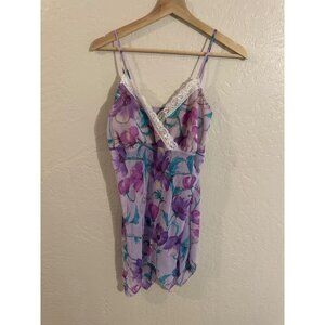 Vintage Sunny USA Purple Floral Whimsical Asymmetrical Top